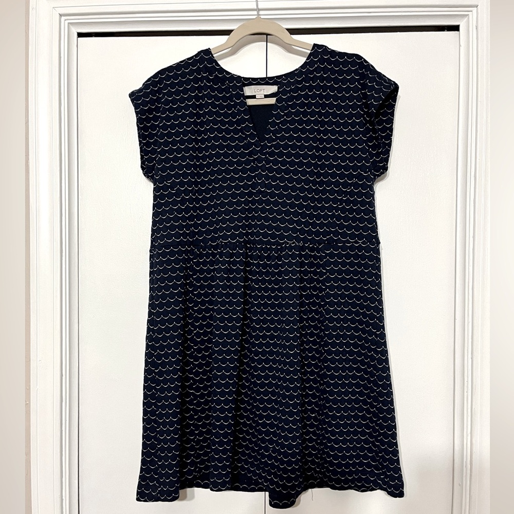 Loft Medium Navy & White Dress